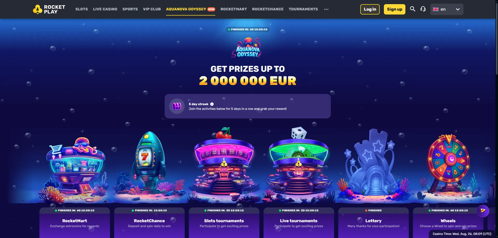 Rocketplay Casino welcome bonus — 100% match plus 100 free spins